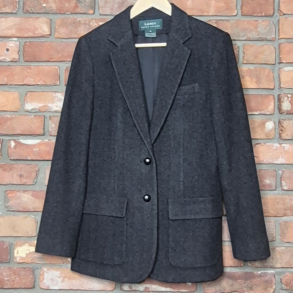 Lauren Ralph Lauren Wool Cashmere Herringbone Blazer Size 8 Longline Tailored - Picture 4 of 13